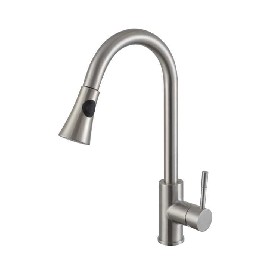 Pull out kitchen mixer brushed with flexible hose single handle deck mounted