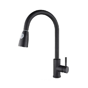 Single hole spring hot and cold water black Pull out kitchen mixer