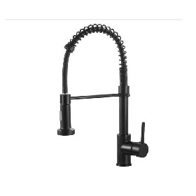 Single hole spring hot and cold water black Pull out kitchen mixer