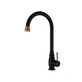 304 stainless steel single handle black and gold Kitchen faucet