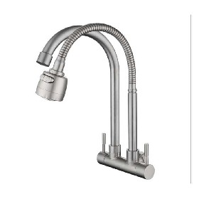 Wall mounted double handle 304 stainless steel Kitchen cold tap