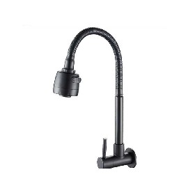 304 stainless steel wall mounted black Kitchen cold tap with flexible spray