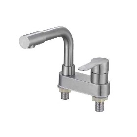 304 stainless steel bathroom double hole brushed Basin mixer