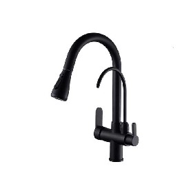 304 stainless steel drinking water double handle black Filter faucet