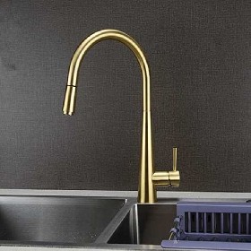 New design hot and cold water glod Pull out kitchen mixer