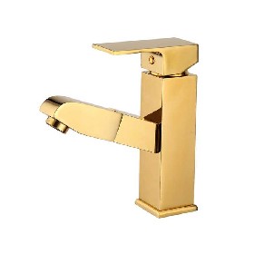 304 stainless steel high quality brushed glod Pull out basin faucet