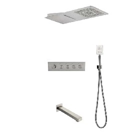 Wall mounted bathroom rainfall waterfall square 304 Concealed shower faucet with handheld