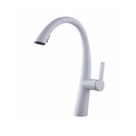 SUS304 stainless steel hot cold water white Pull out kitchen mixer