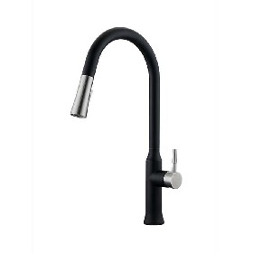 Healthy 304 stainless steel black Pull out kitchen mixer