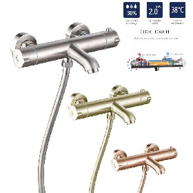 stainless steel 304 temperature control hot and cold exposed 2-functions thermostatic Bathtub mixer