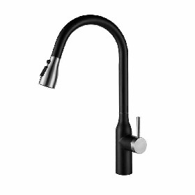 professional factory 304 Stainless steel Blacked single hole Pull out kitchen mixer