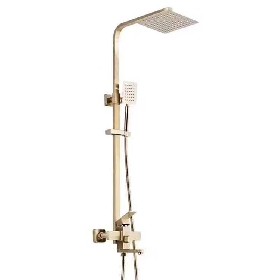 Brushed Gold Modern Wall Mount 304 stainless steel Bathroom Faucet Shower set