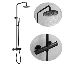 304 stainless steel Thermostatic shower set bath mixer faucet by black