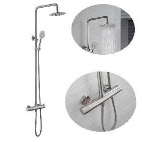 Wall mounted rainfall sanitary ware 304 Stainless steel Thermostatic shower set
