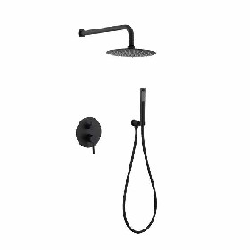 Black bathroom shower hot and cold in wall mounted rain Concealed shower